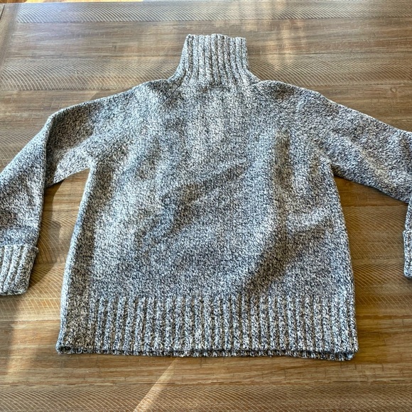 Merino Wool chunky turtleneck sweater by express Large L black white gray grey - Picture 1 of 4